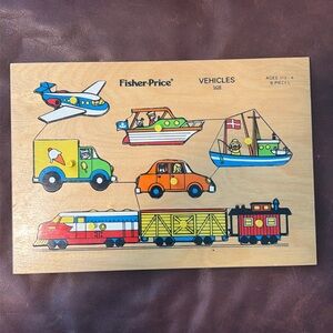 1973 Fischer Price Vehicles #508 Vintage Peg Puzzle Toy For Toddlers